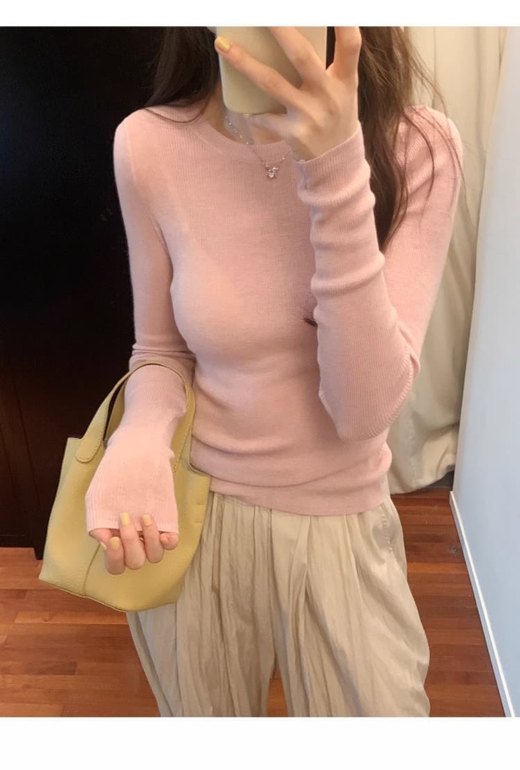 すっきりシルエット スリムニット シンプルファッション