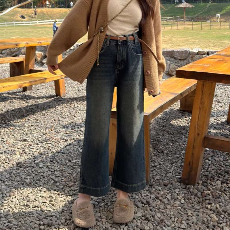 ゆったりワイドデニムパンツ シンプルファッション