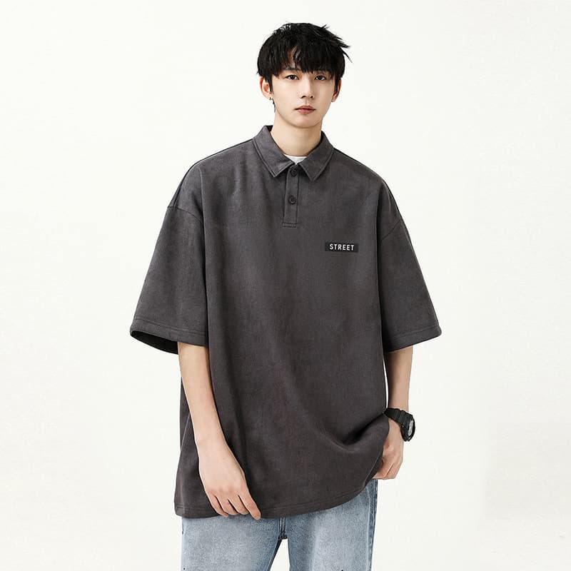 シンプルファッション オーバーサイズ半袖ポロシャツ