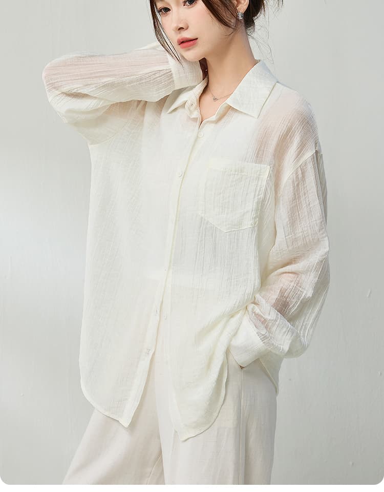ゆったりシースルーシャツ シンプルファッション