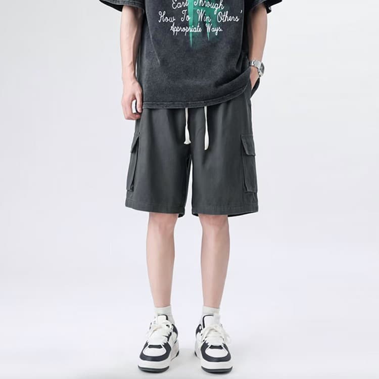 シンプルファッション ユーティリティ多機能ポケットハーフパンツ