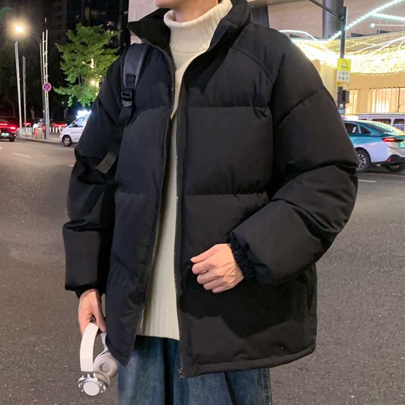 冬の街角 暖か中綿ジャケット シンプルファッション