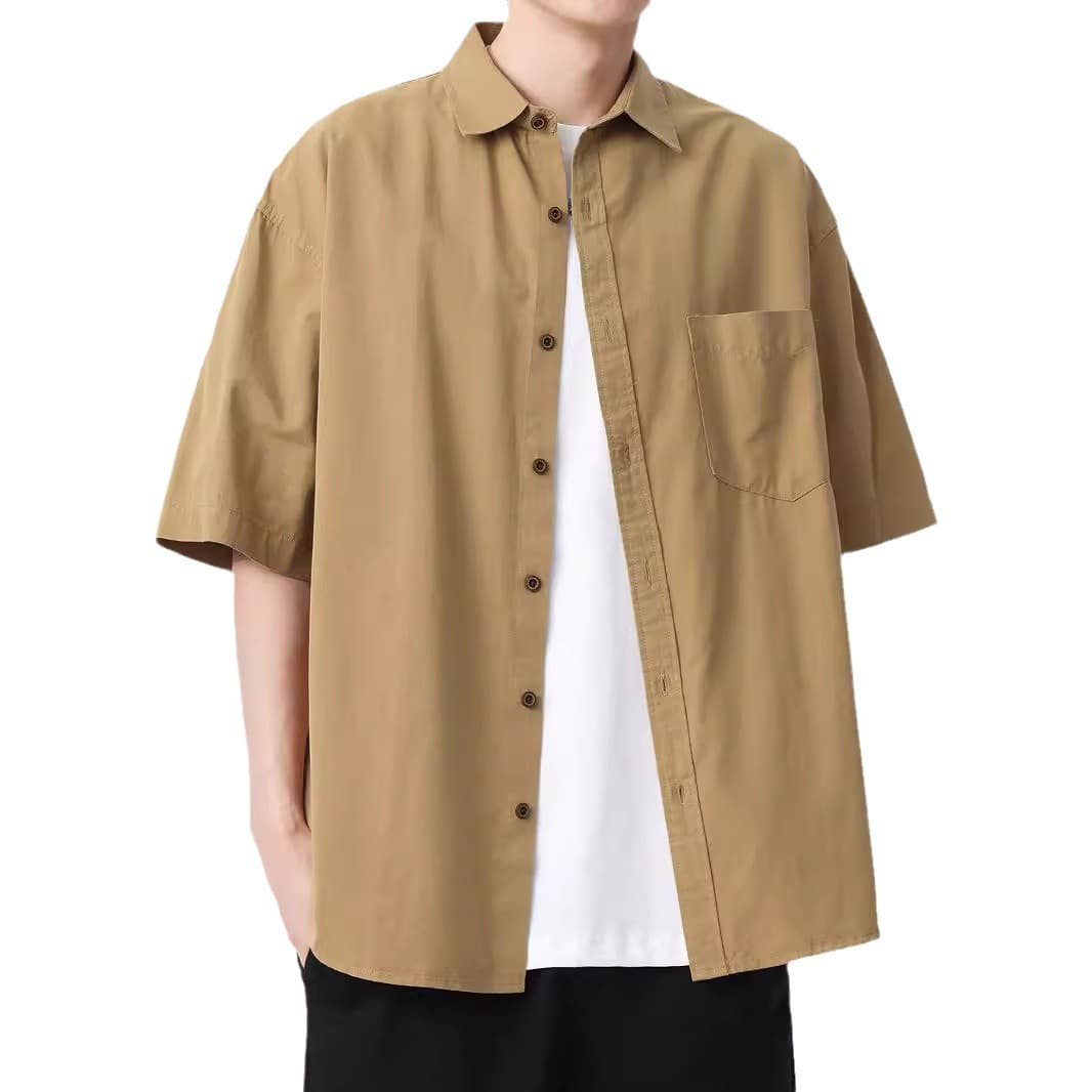 シンプルファッション ゆったりシルエット半袖シャツ