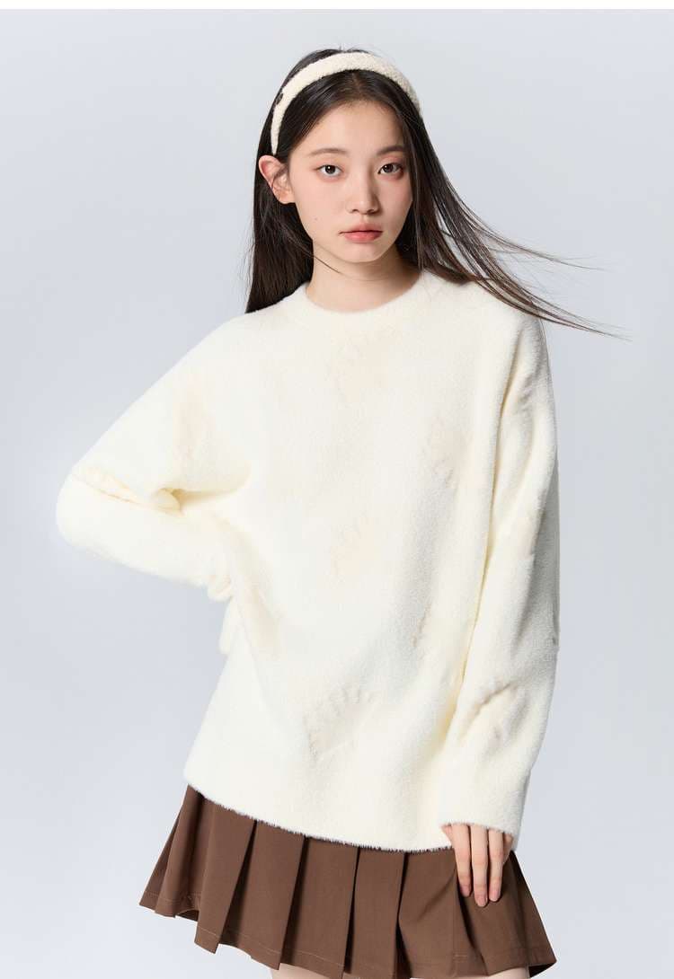 ふわもこオーバーサイズニット シンプルファッション