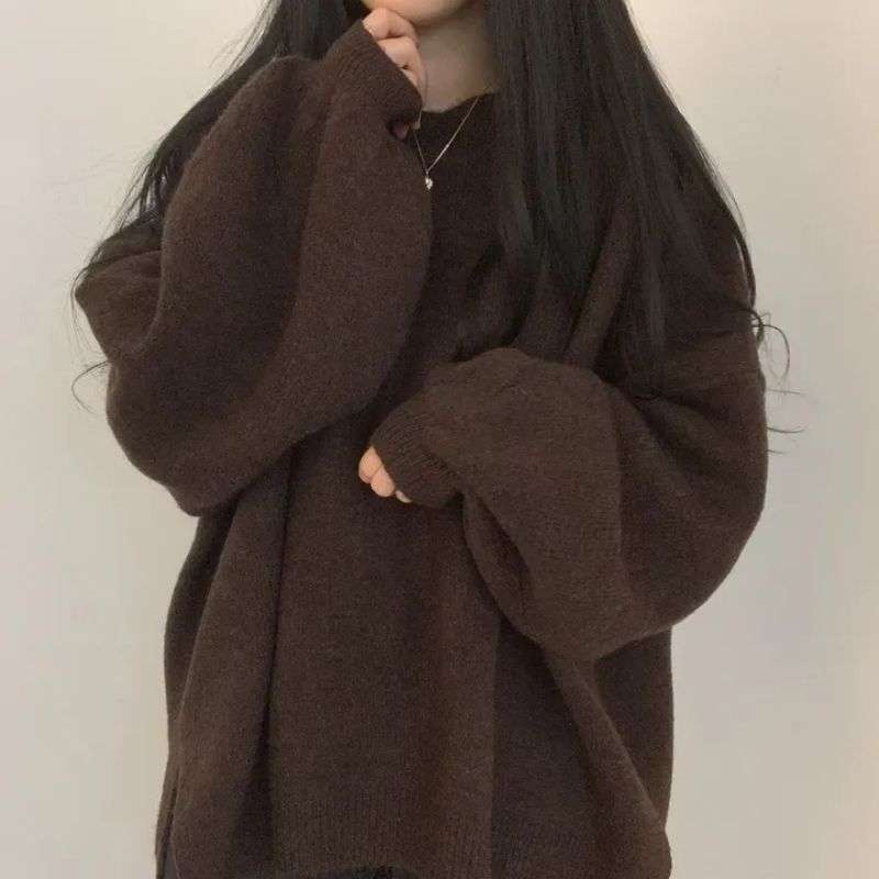 ゆったりオーバーサイズニット シンプルファッション