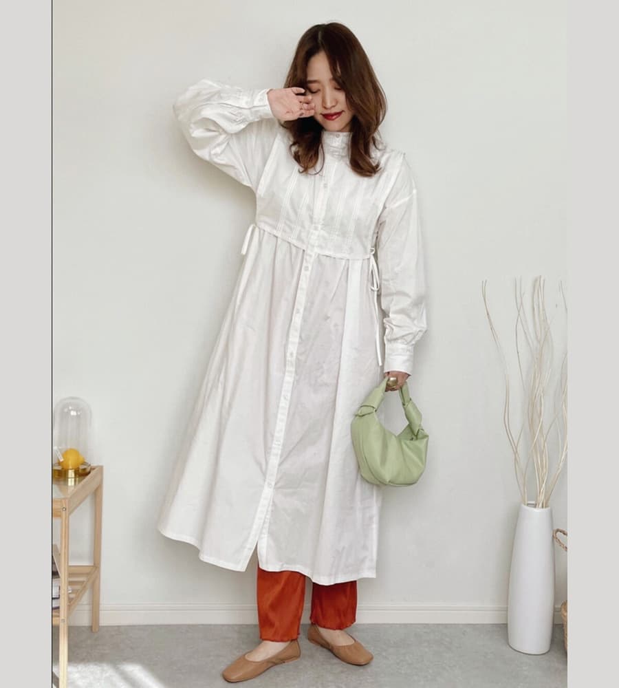 カジュアルマキシシャツ シンプルファッション