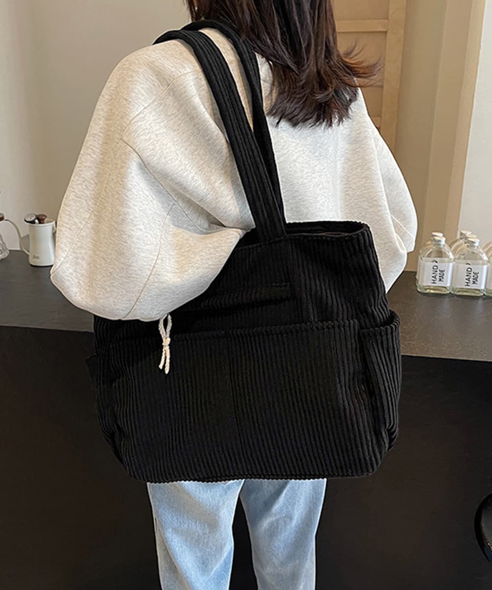シンプルファッション バッグコーデュロイ大容量トートバッグ多機能