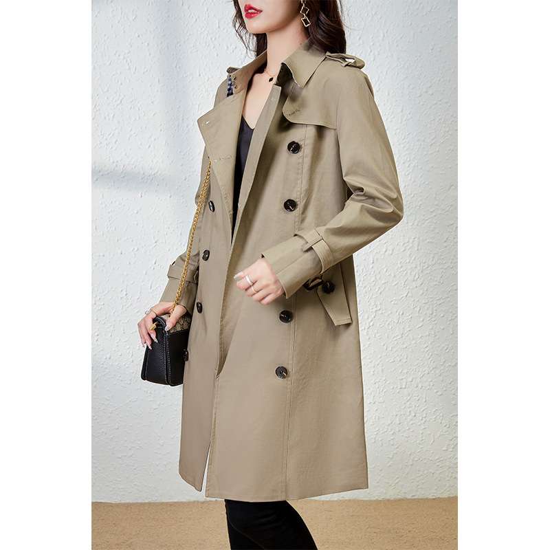 すっきりシルエット 上品トレンチコート シンプルファッション