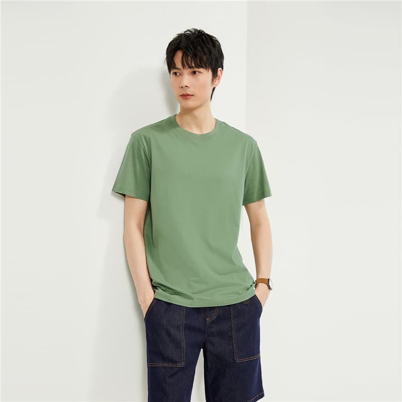シンプルファッション 純綿素材シンプル丸首半袖Tシャツ