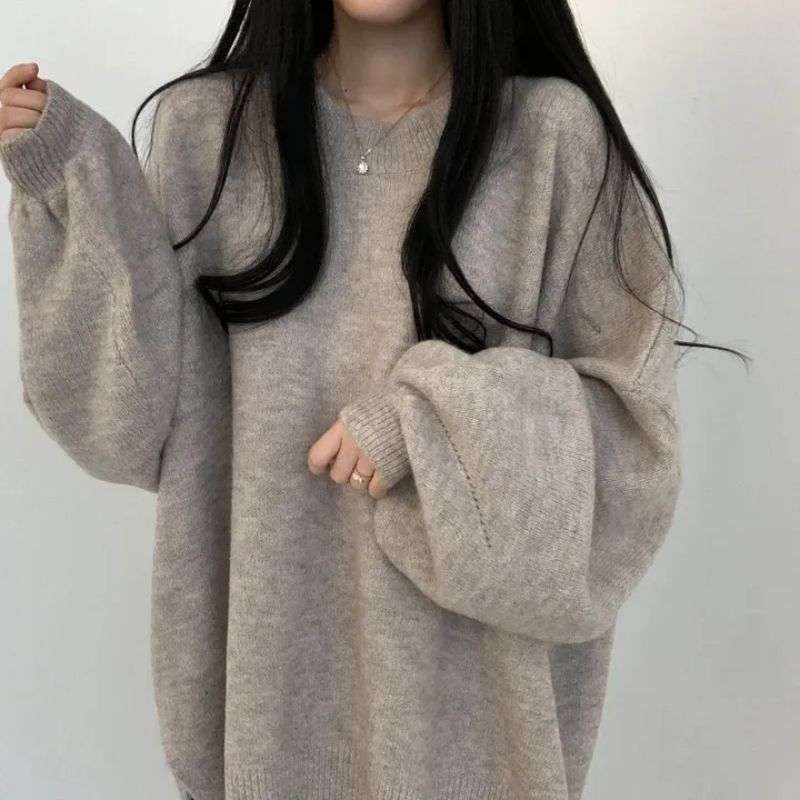 ゆったりオーバーサイズニット シンプルファッション