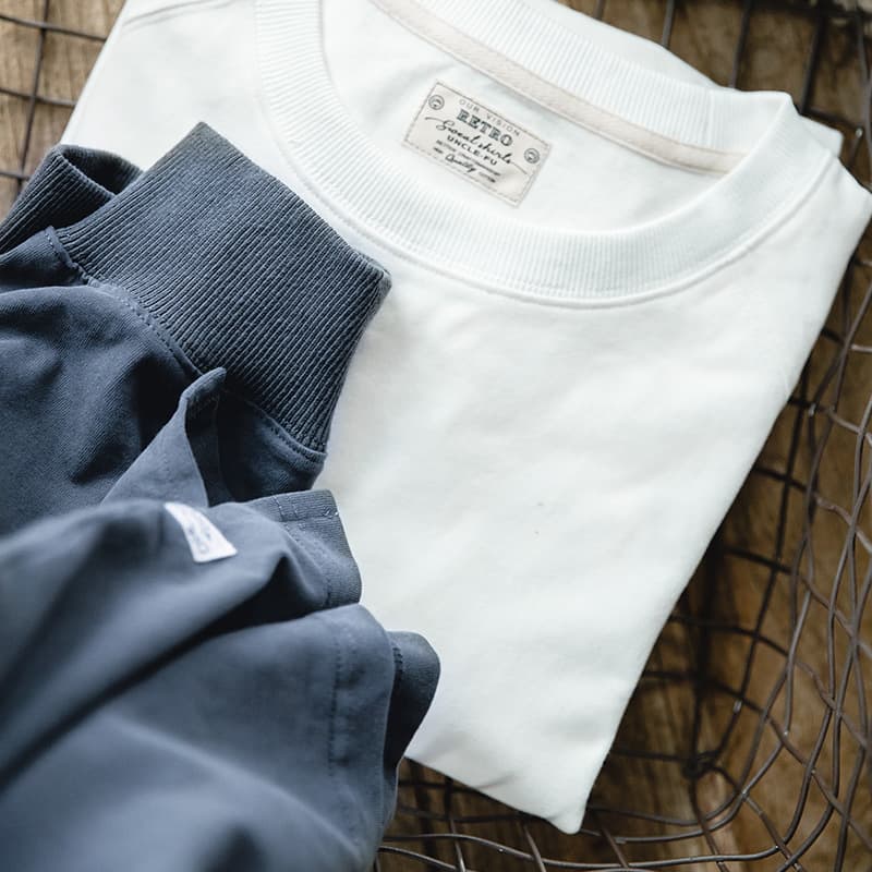 厚手クルーネックロングTシャツ シンプルファッション