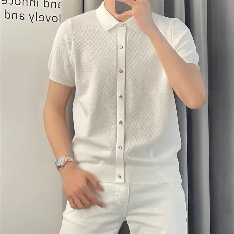 デザインニットシャツ シンプルファッション