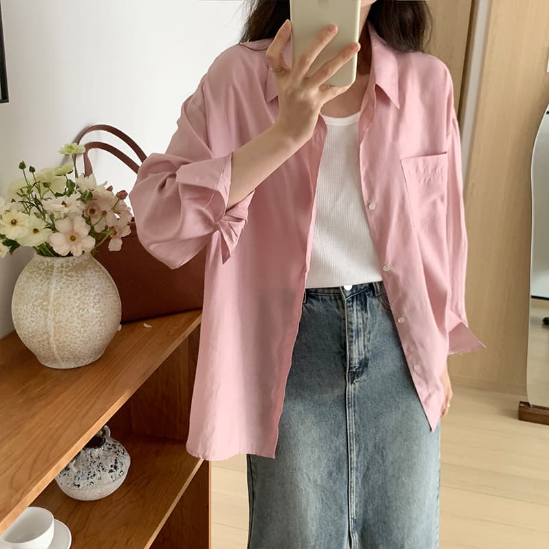 ベーシックゆったりシャツ シンプルファッション