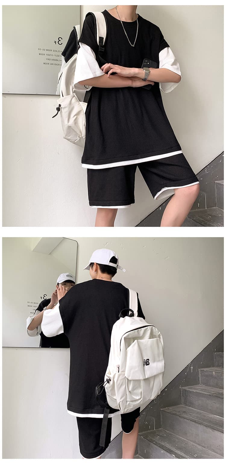 ゆったりニットセットアップ シンプルファッション