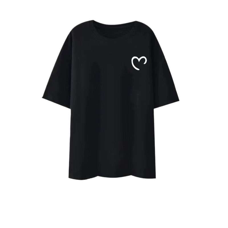 ハートロゴシンプルTシャツ シンプルファッション
