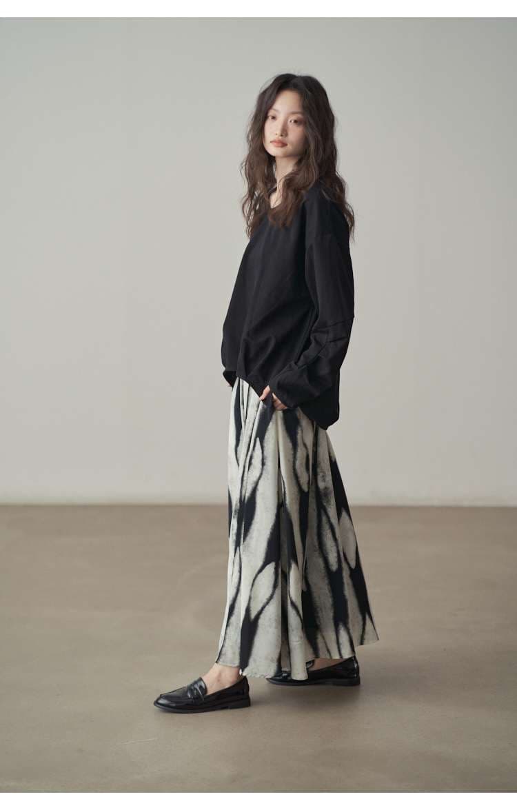 ゆったりシルエット ドロップショルダー長袖 シンプルファッション