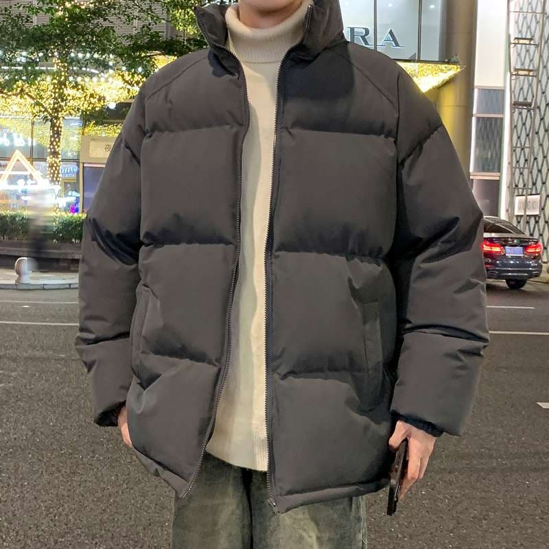 冬の街角 暖か中綿ジャケット シンプルファッション