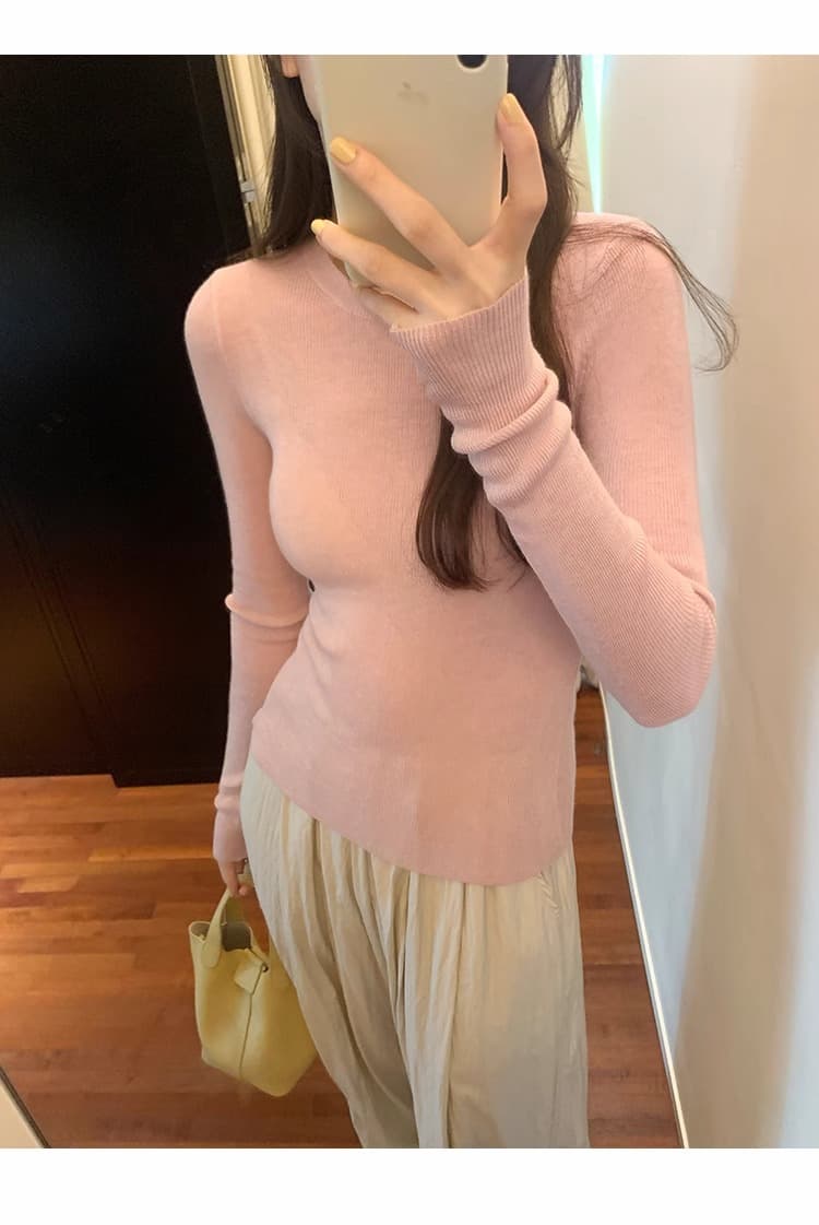 すっきりシルエット スリムニット シンプルファッション