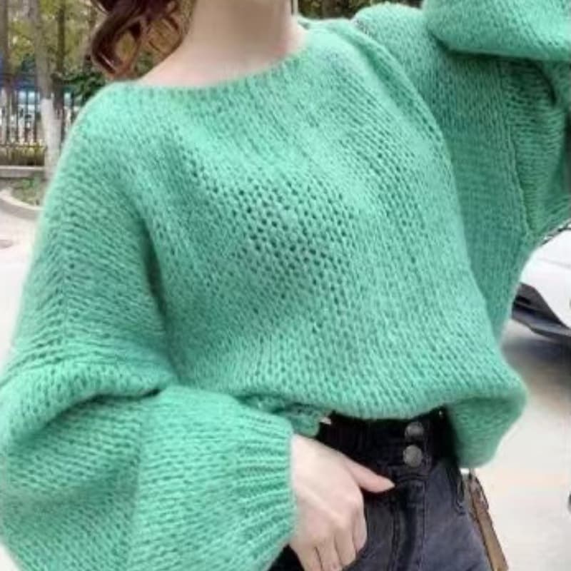 オフショルダー肩出しざっくりニット シンプルファッション
