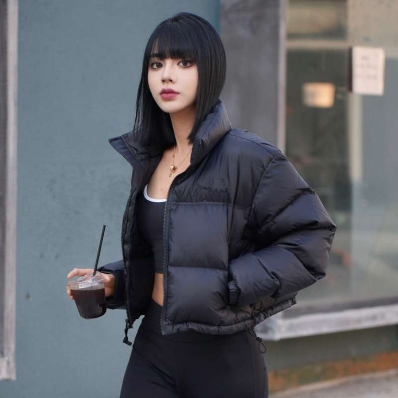都会的シルエットのショート丈中綿ジャケット シンプルファッション
