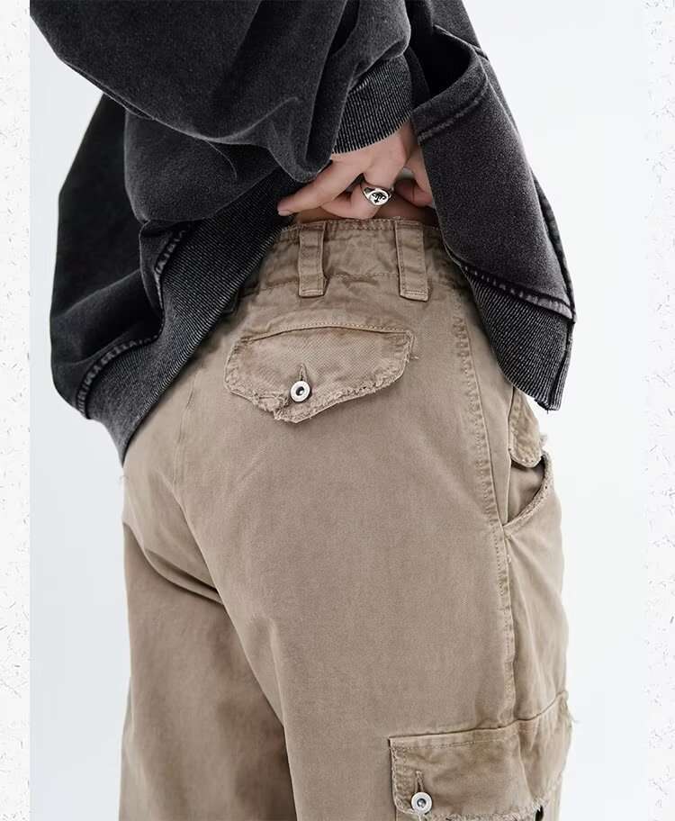 カーゴポケット付きワイドパンツ シンプルファッション
