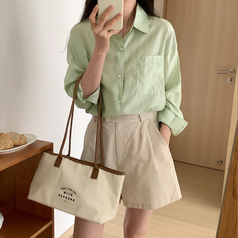 ベーシックゆったりシャツ シンプルファッション
