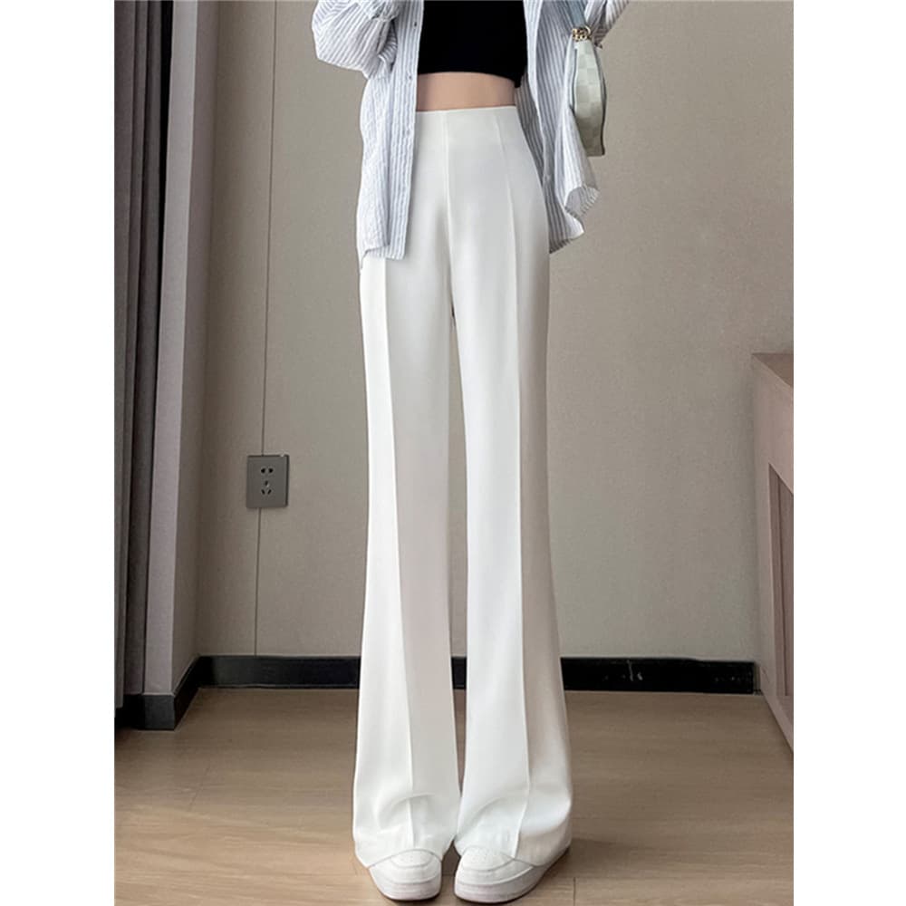 美シルエット センタープレス スラックスパンツ シンプルファッション