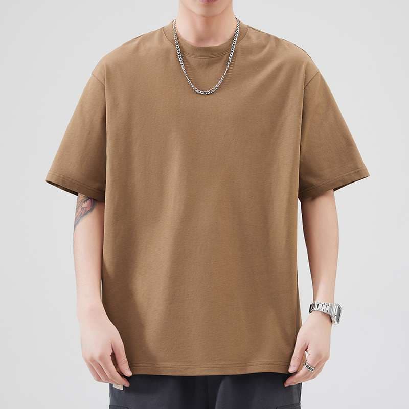 シンプルゆったりクルーネック半袖シャツ シンプルファッション