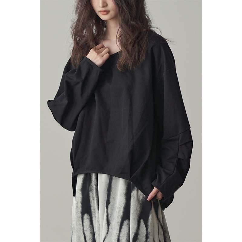 ゆったりシルエット ドロップショルダー長袖 シンプルファッション