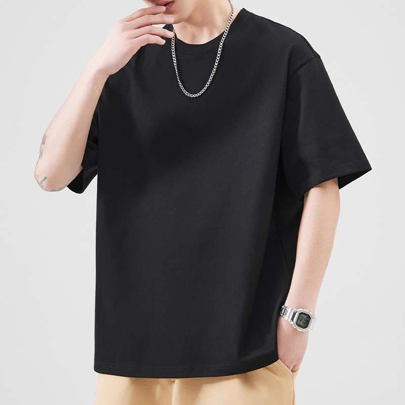 シンプルゆったりクルーネック半袖シャツ シンプルファッション