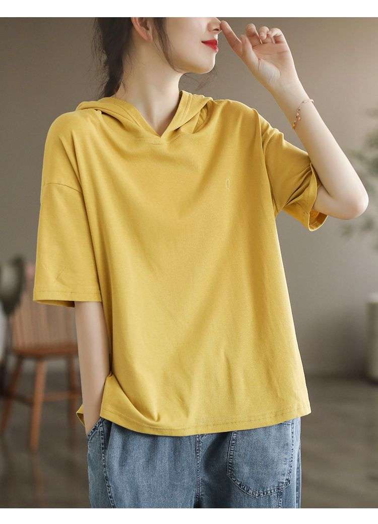 軽やかフード付きゆるシルエットトップス シンプルファッション