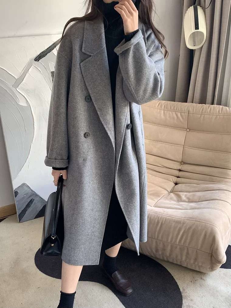 ロングウール風チェスターコート シンプルファッション