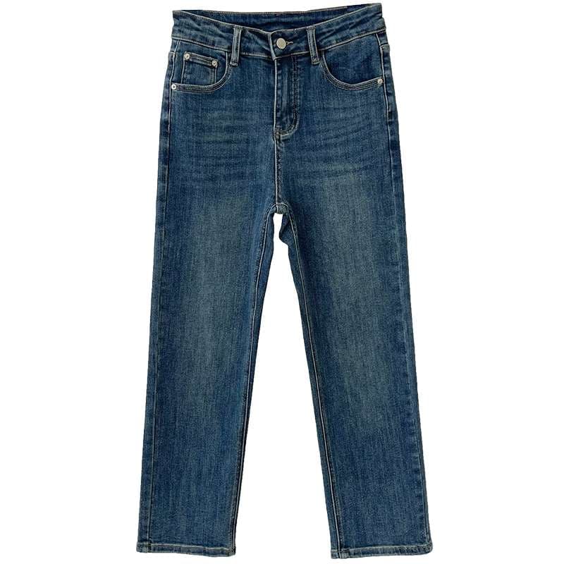 伝統デニム ストレートパンツ シンプルファッション