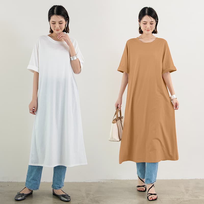 リラックスワンピース シンプルファッション