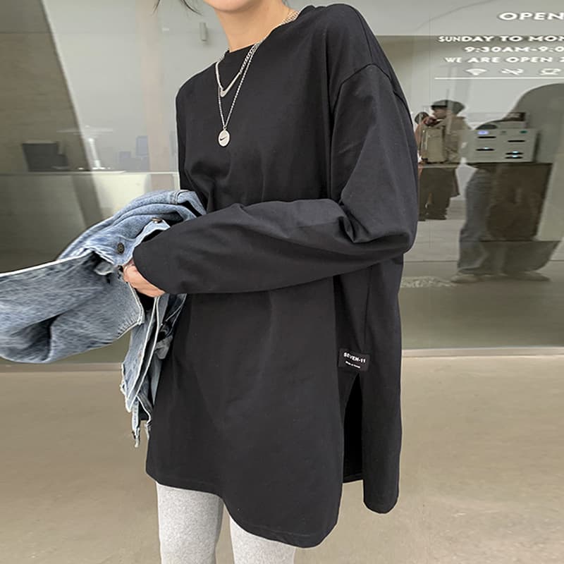 シンプルファッション ゆったりシルエット オーバーサイズ 長袖カットソー
