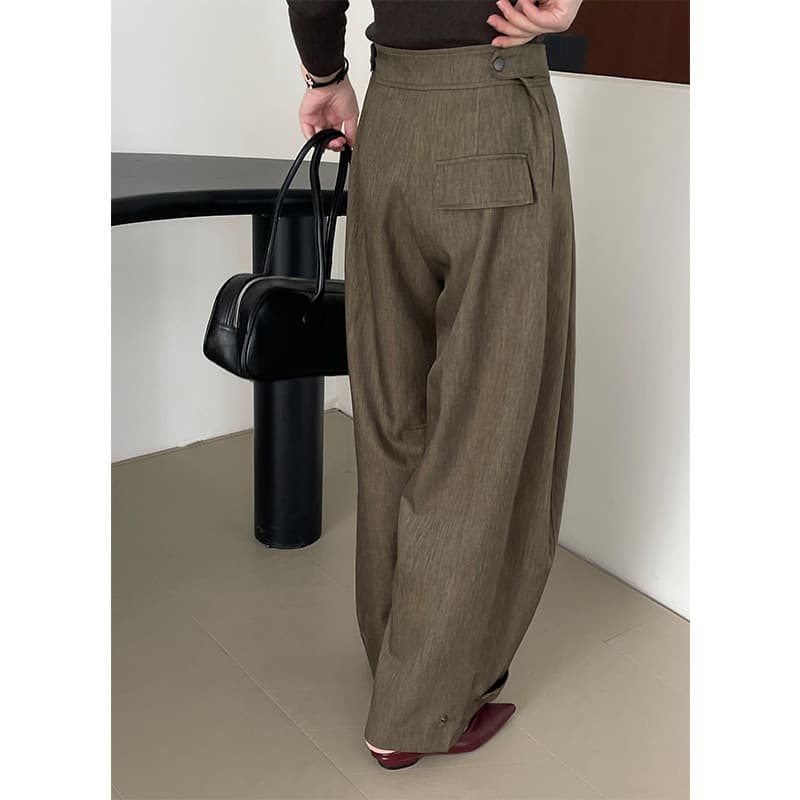 シンプル デザイン ゆったりワイドスラックス シンプルファッション