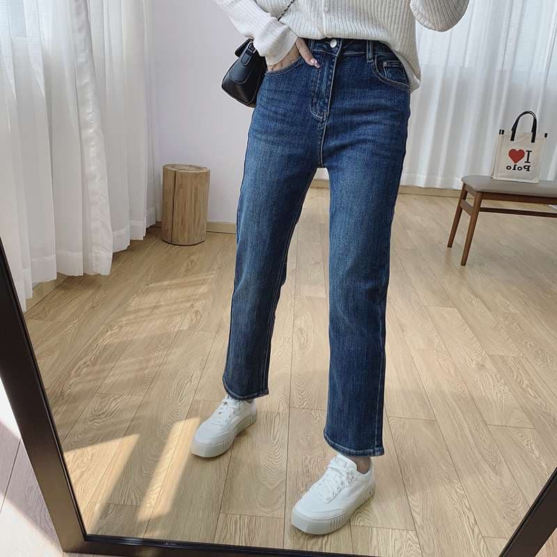 伝統デニム ストレートパンツ シンプルファッション