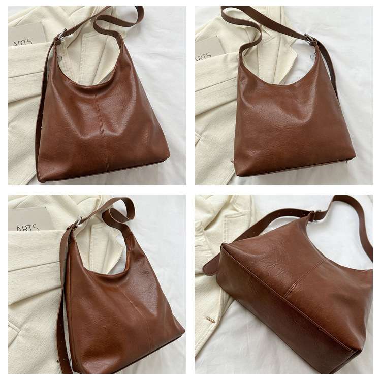 しなやかレザー肩掛けバッグ シンプルファッション