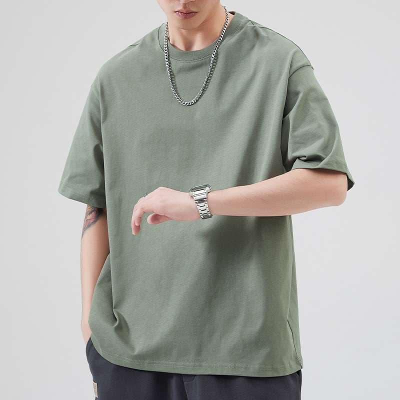 シンプルゆったりクルーネック半袖シャツ シンプルファッション