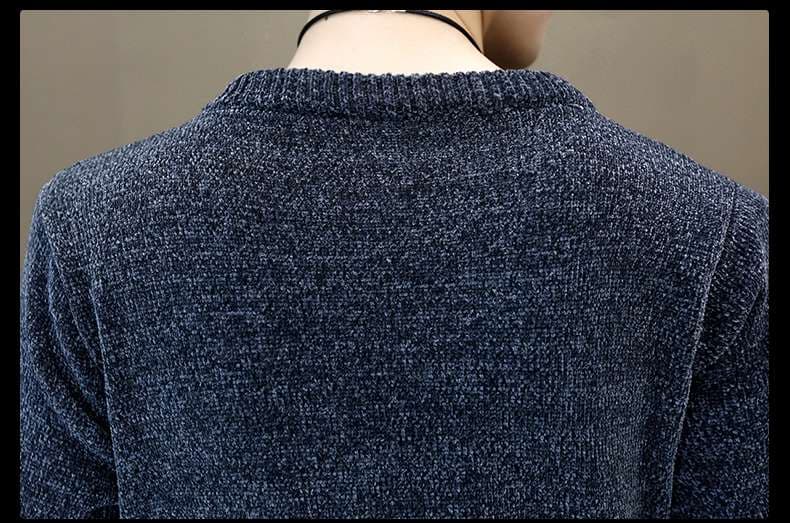 シンプルな長袖ニットセーター シンプルファッション