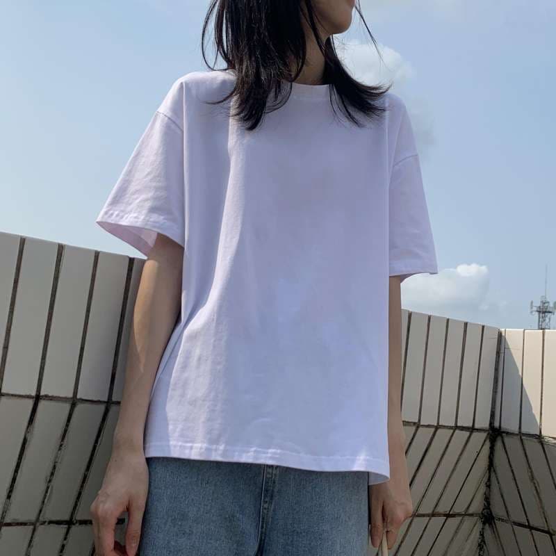 ゆったりベーシック半袖カットソー シンプルファッション