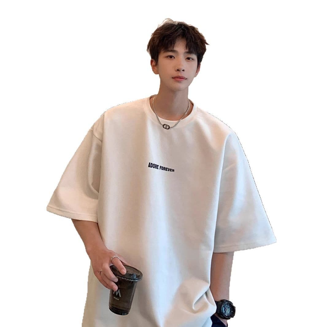 シンプルファッション ヘビーウェイト ゆったり シンプル半袖Tシャツ