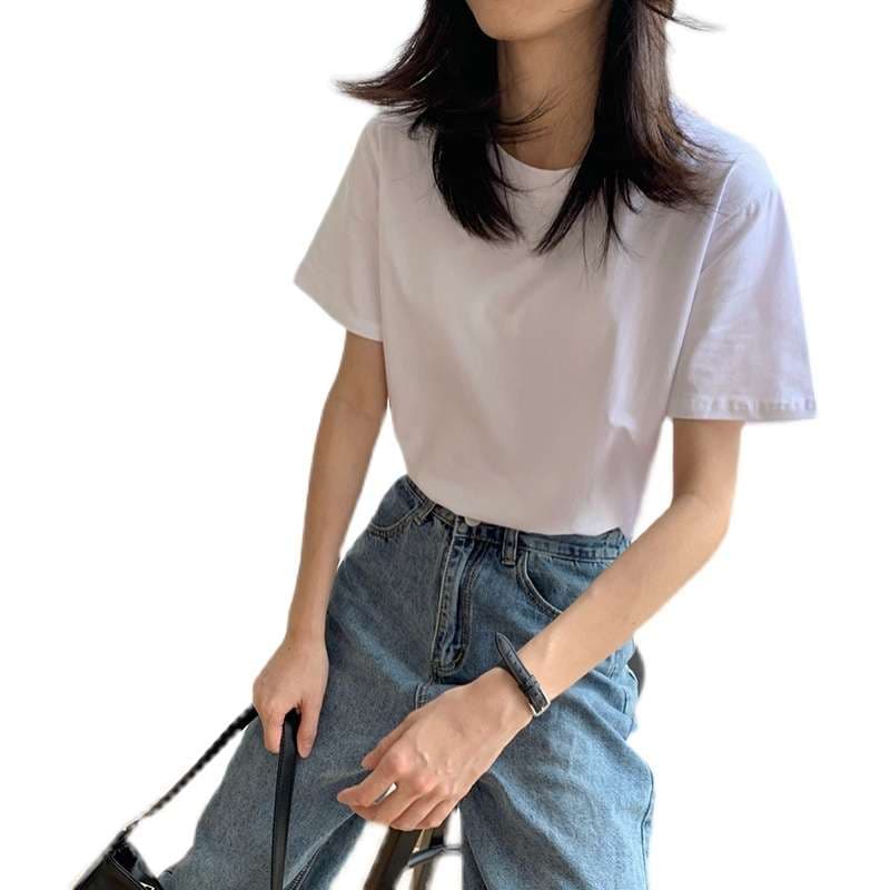 ベーシック定番クルーネック半袖シャツ シンプルファッション
