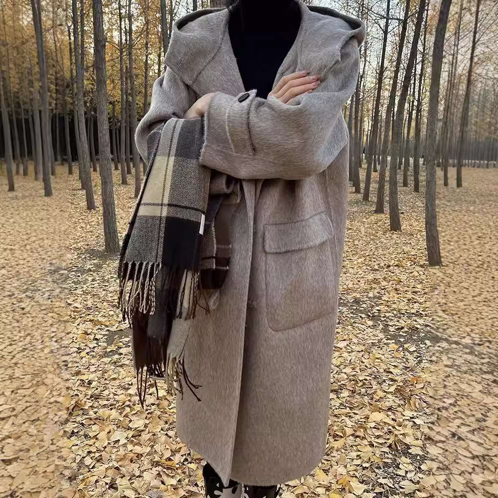 ダッフル風ロングコート シンプルファッション