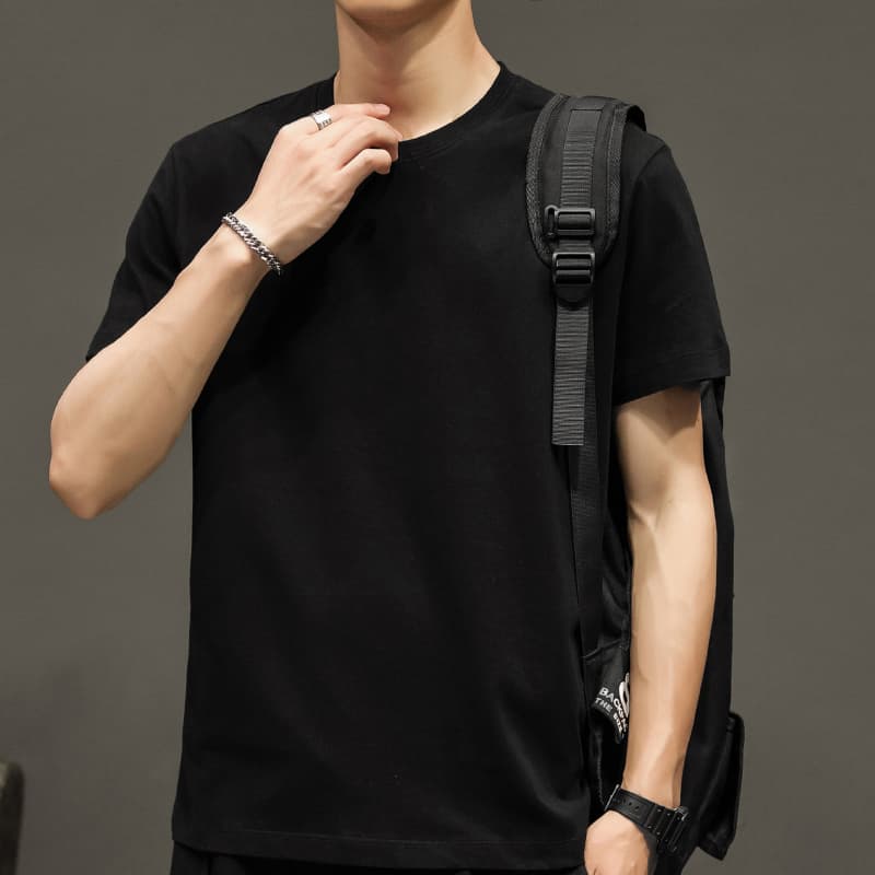 シンプルファッション ゆったり着れるVネック純綿Tシャツ