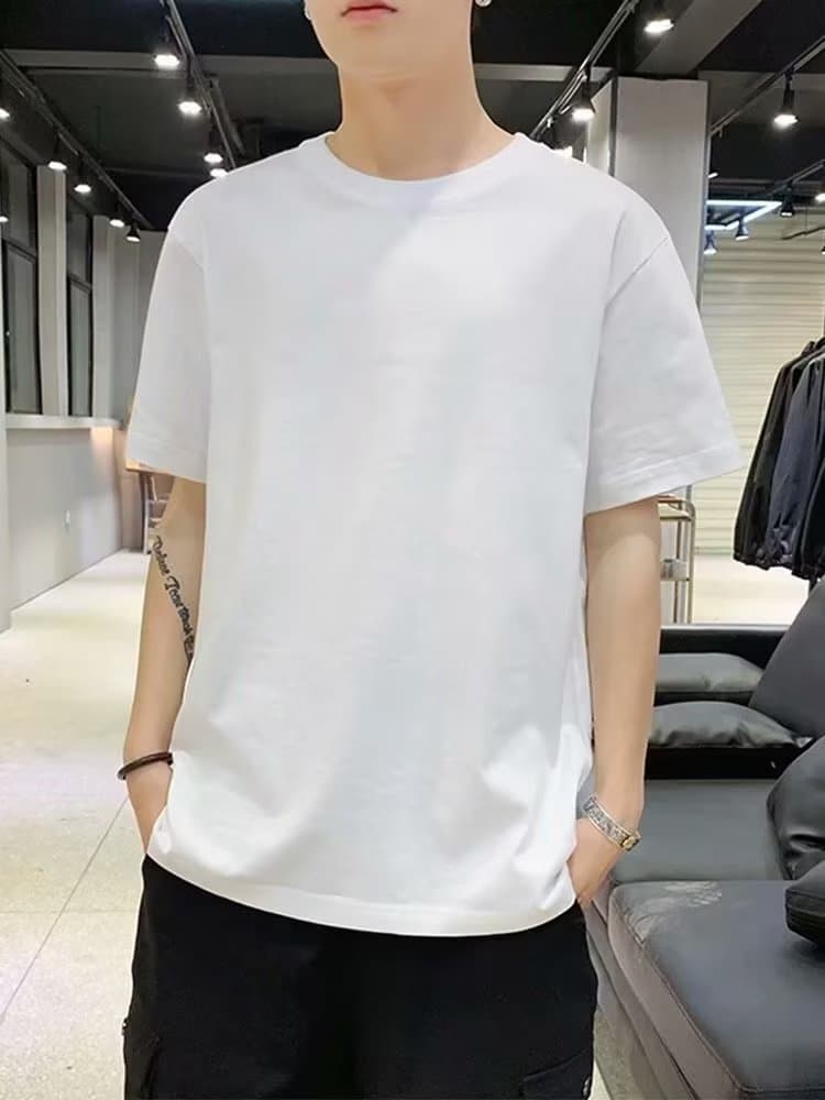 シンプルファッション シンプル五分袖オーバーサイズTシャツ
