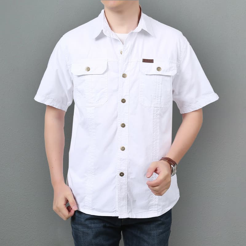 シンプルファッション メンズミリタリー風半袖シャツ