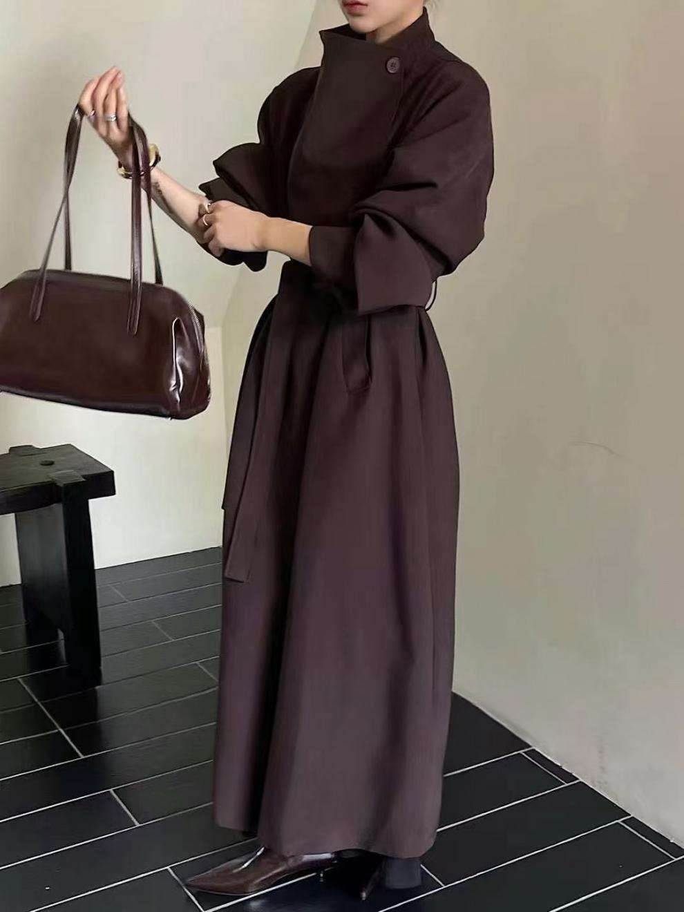 ミニマルデザイン ロングコート シンプルファッション