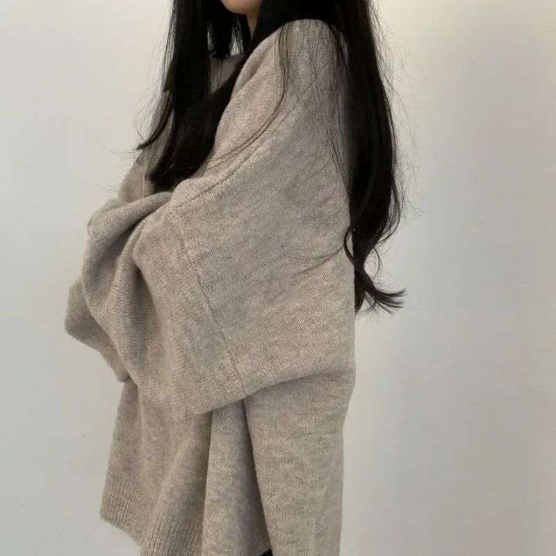 ゆったりオーバーサイズニット シンプルファッション