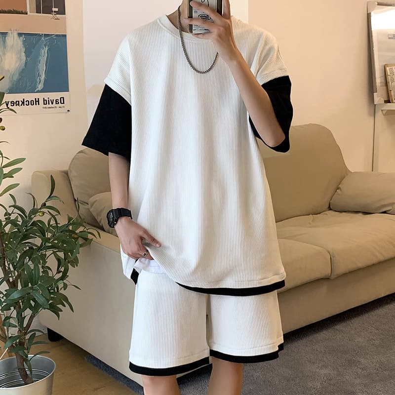 ゆったりニットセットアップ シンプルファッション